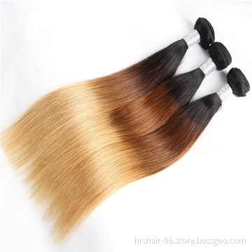 Ombre Brazilian Human Hair Bundle Light Brown 1B 4 27 Straight Hair Weave Extensions Hair Human Extension
